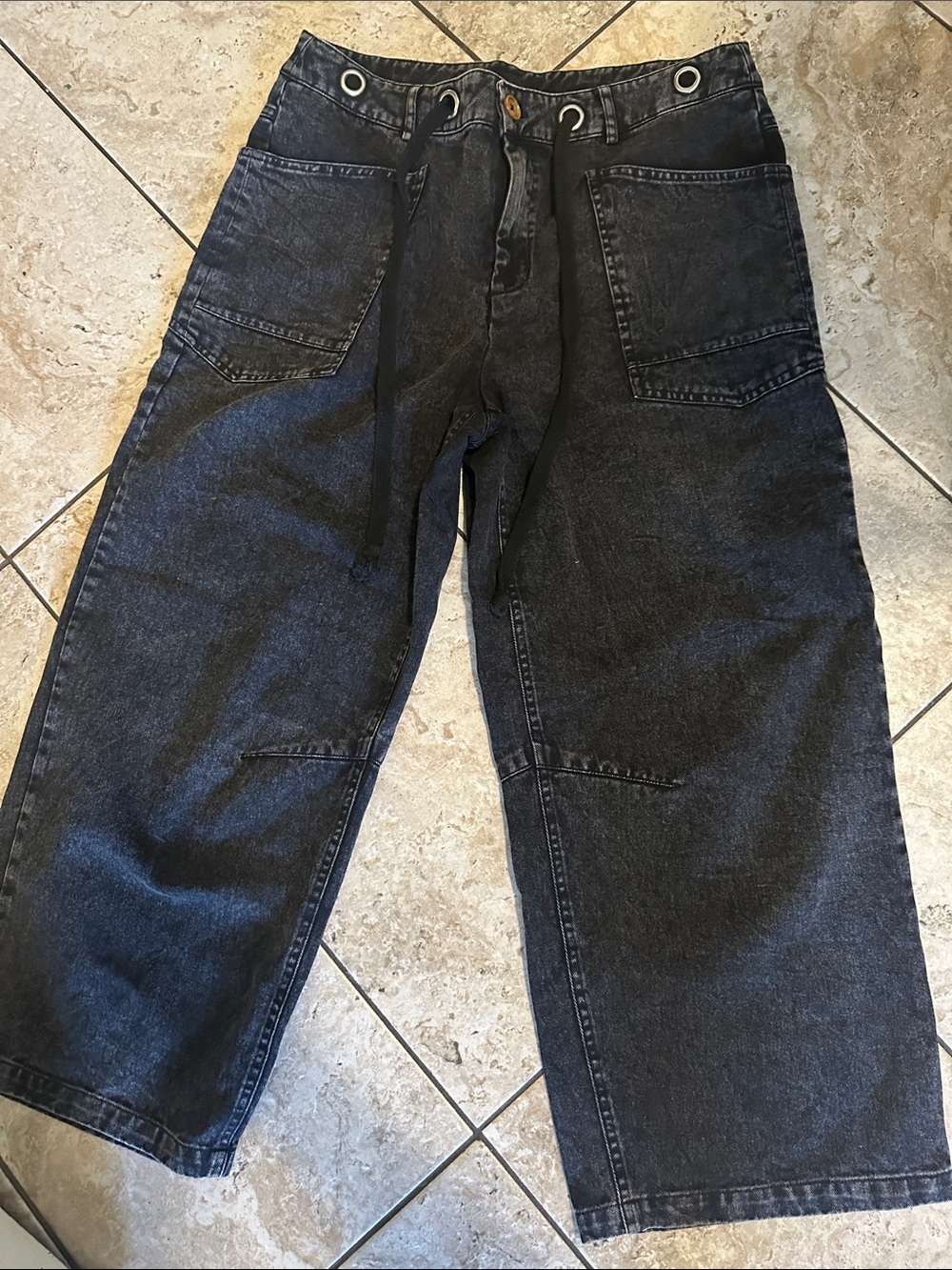 SHEIN 100%COTTON BARREL JEANS black